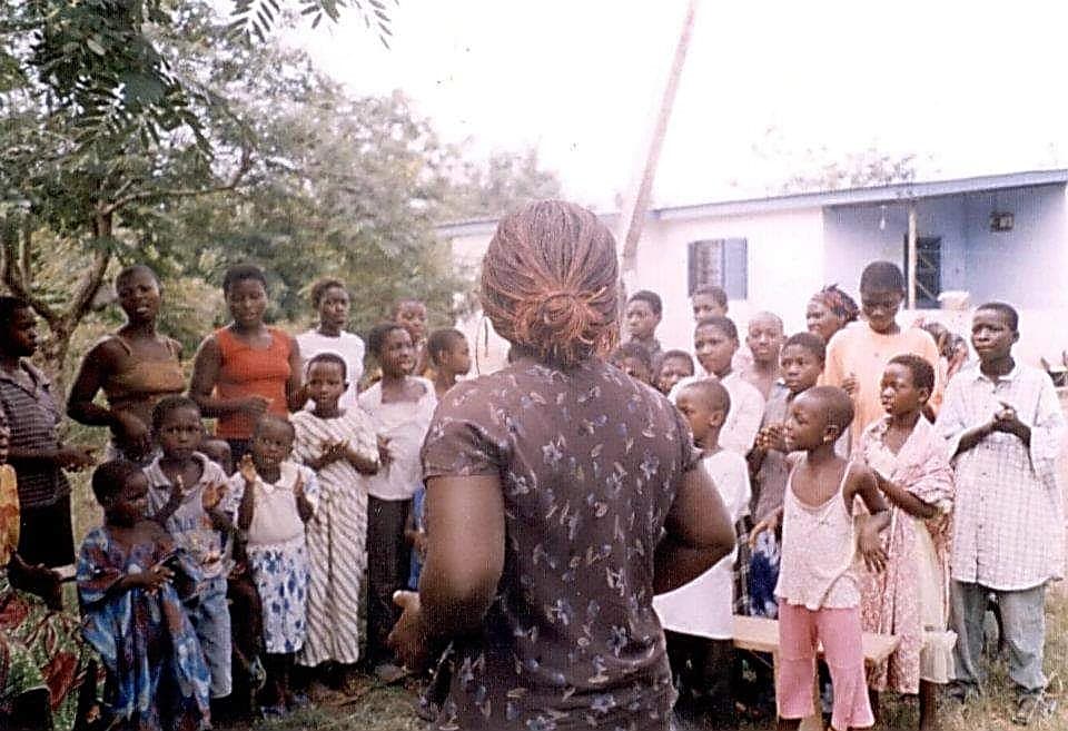 Rev. Priscilla Andoh speaking with children in the foundation's early years